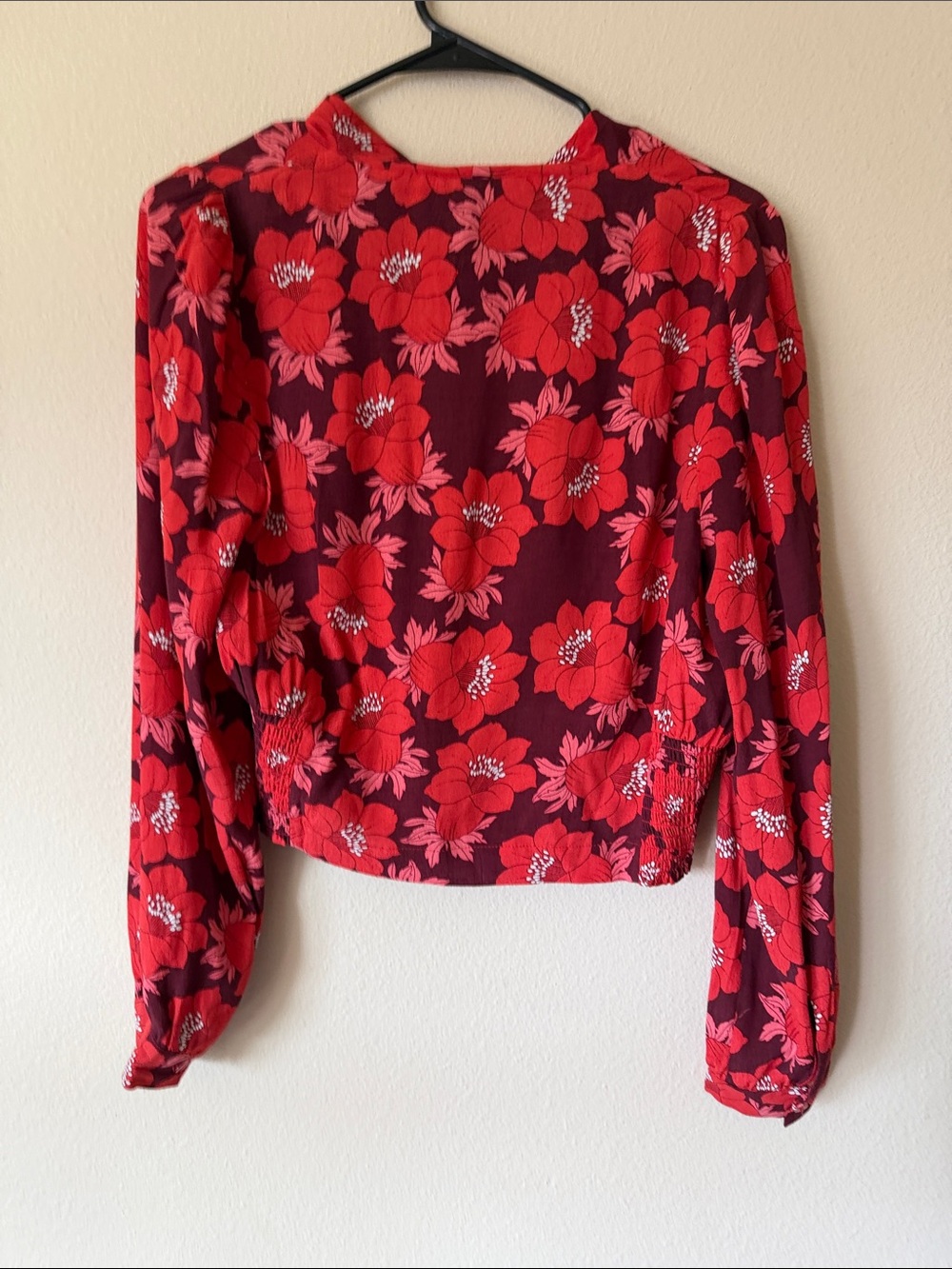 ROLLA'S Red Floral Cowl Neck Long Sleeve Blouse - Picture 5 of 5